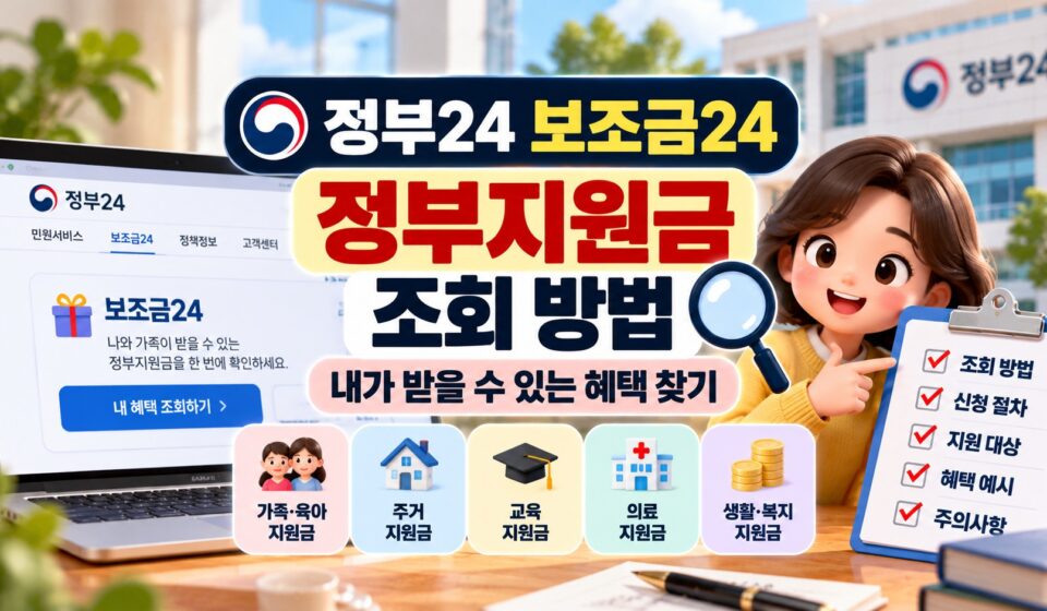 정부24 보조금24 정부지원금 조회